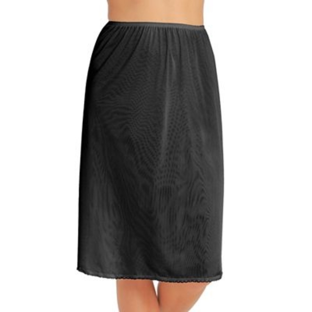 Vanity Fair Long Black Slip Midi‎ Skirt Large